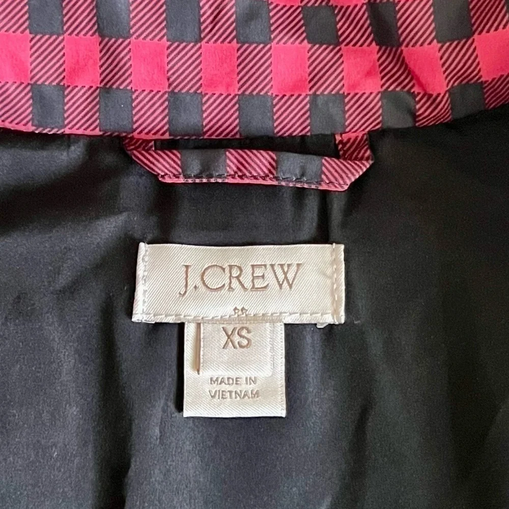 J. CREW Women’s Excursion‎ Gingham Down Puffer Buffalo Vest XS Preppy Lumberjack